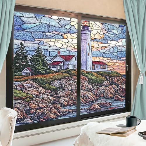 Vinilos para ventana Rustic Lighthouse 17.7 x 23.6 pulg x2 miniatura 1