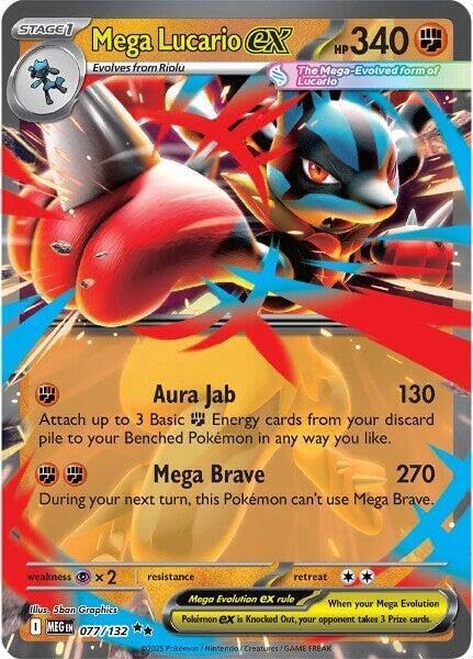 Pokémon TCG Perfect Order kommer att innehålla Nullifying Zero-kort 10 Pokemon - Mega Lucario ex - 077/132 - ME01: Mega Evolution (MEG) - Double Rare - Single Card