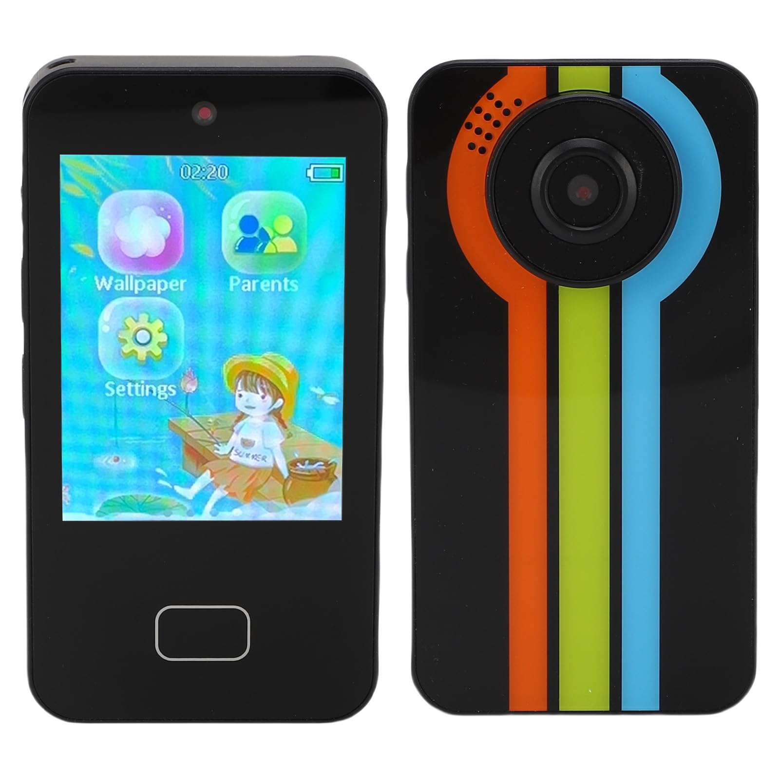 Generic Smartphone Giocattolo con Touch Screen per Bambini, Doppia Fotocamera, Telefono Giocattolo per Bambini da 3 a 10 Anni, ABC, Disegni, Telefono HD per , per Giochi Educativi (BLACK)