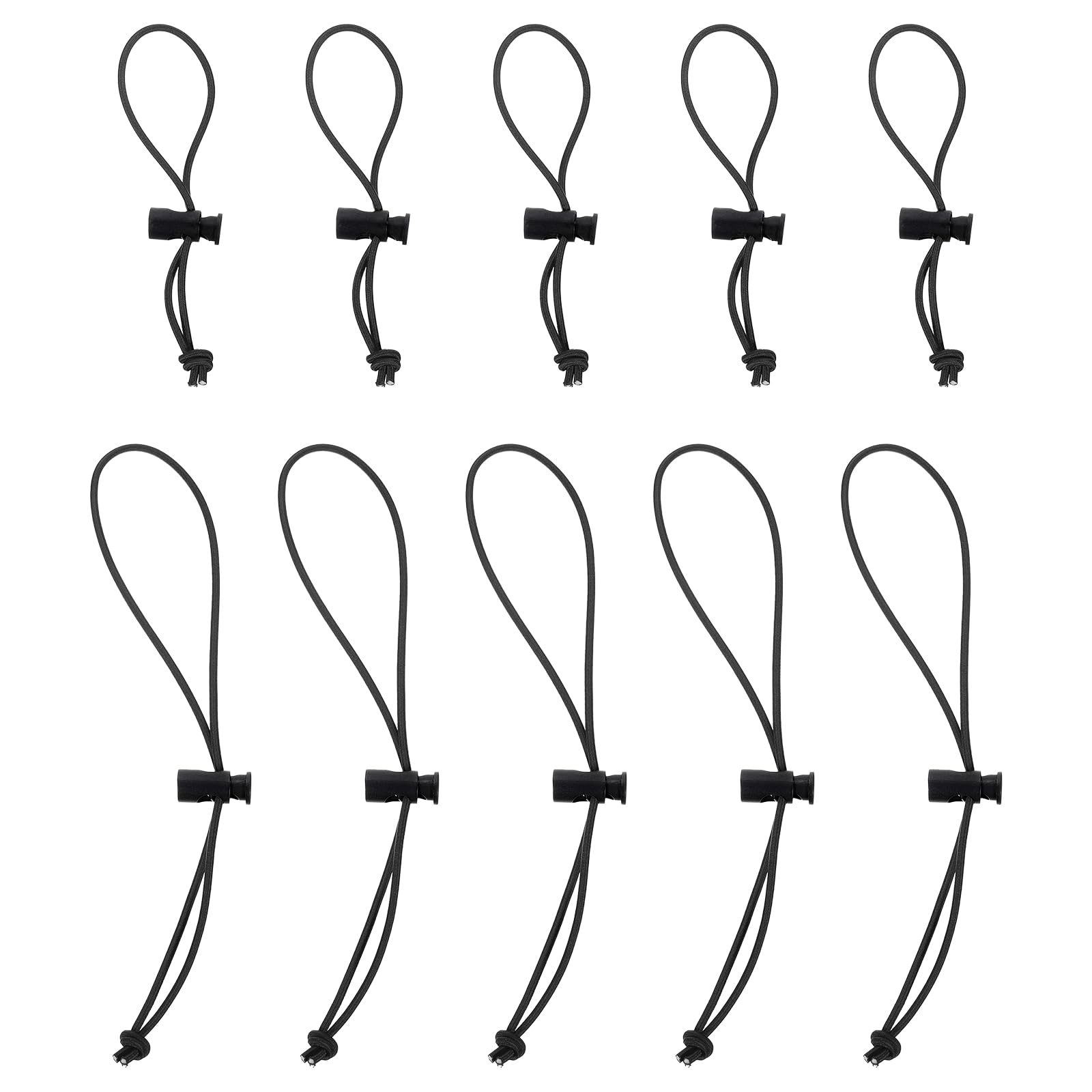 sourcing map 10pcs Elastic Cable Tie 5.9" 9.84" Multipurpose Extra Thick Cable Organizer Adjustable Cable Strap Toggle Tie Reusable Tangle for Home Office Travel, Black