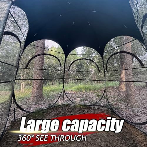 ShedOFF 1-3 Person Hunting Blinds, 360 Degree See Through Pop up Ground Blinds for Deer Turkey Duck Hunting, Bow Hunting Accessories, Double Side Zipper Window (Camo Pine-Cones)