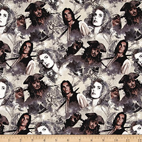 E. E. Schenck Disney Pirates Of The Caribbean The Sea Rules All Tan Fabric By The Yard