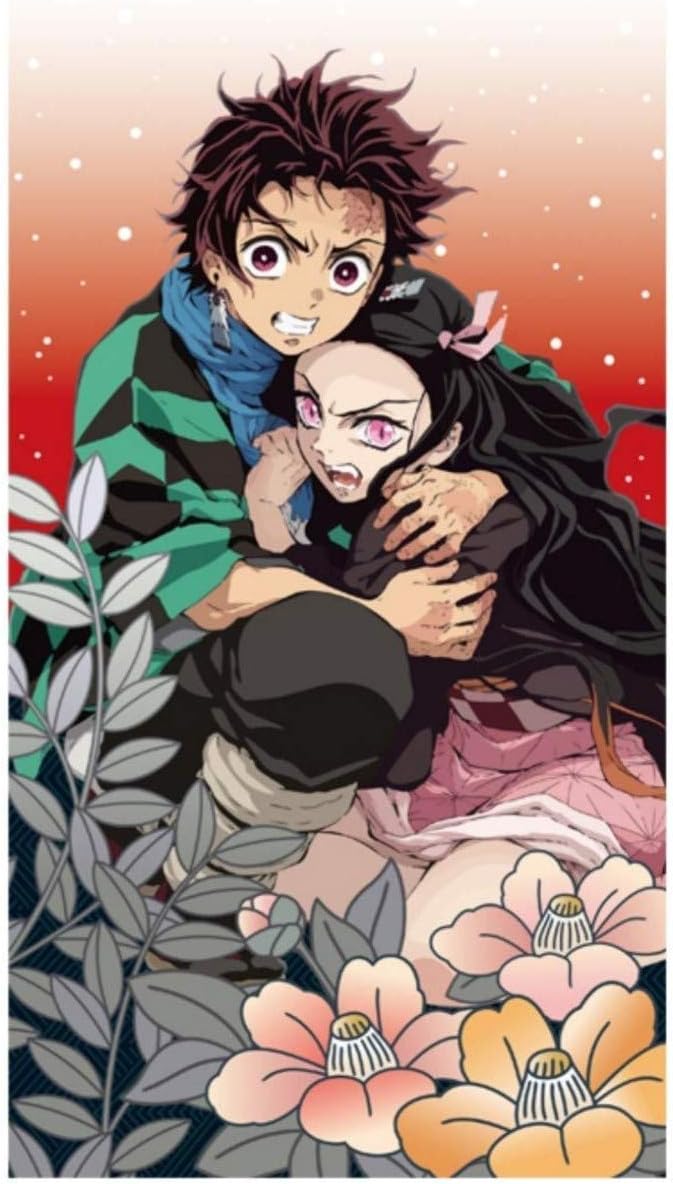 Amazon Com Furyu Kimetsu No Yaiba Bath Towel 1cm Vertical Design Tanjiro Nezuko Anime Home Kitchen