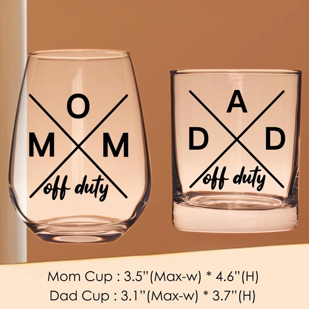 Mom Dad Gifts Set, New Parents Gifts for Couples, Dad Mom Cups - Gift for Parents To Be, Pregnancy Gift for Expecting New Moms Dads off Duty Glass Cup - Image 5