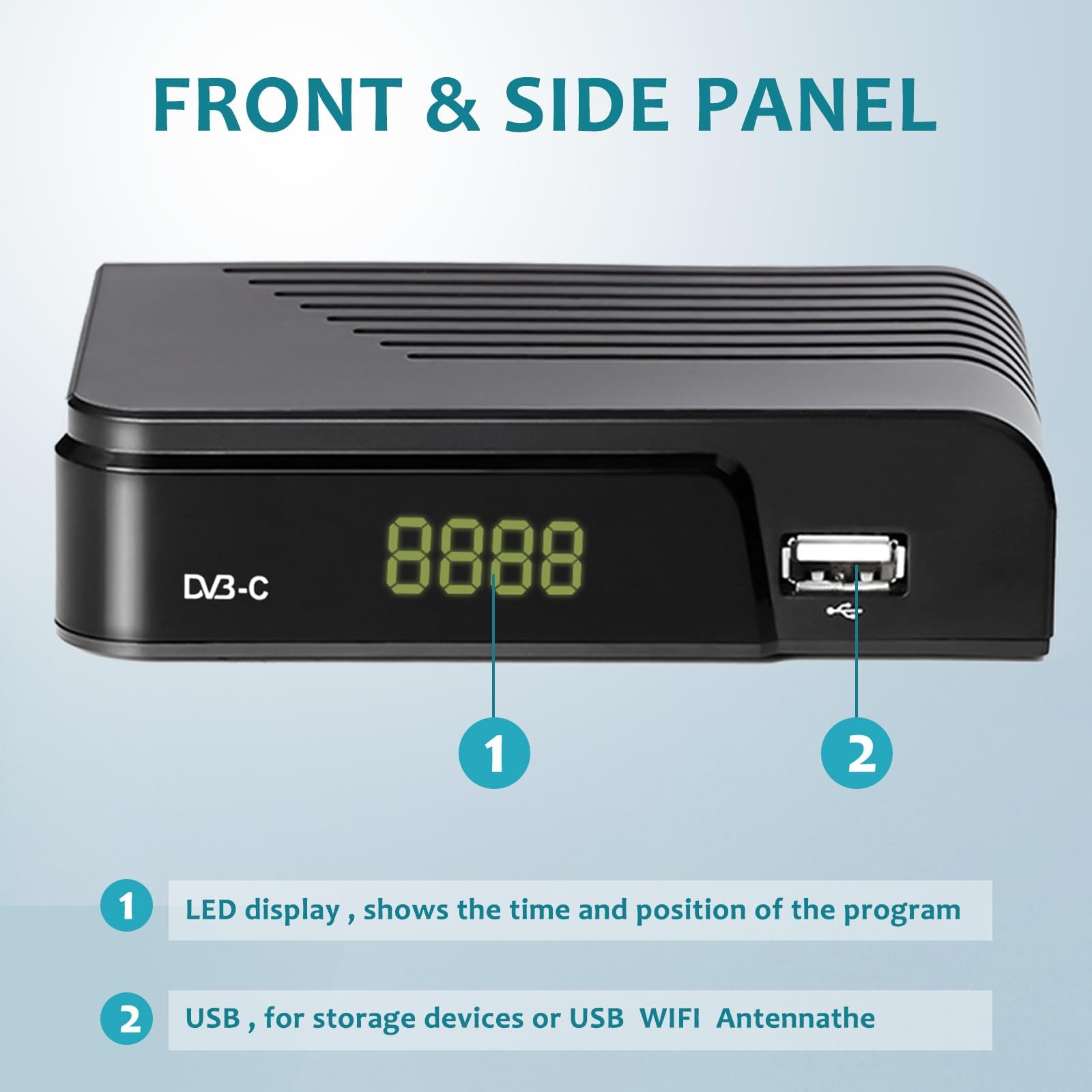 Kabel Receiver DVB-C Digitaler terrestrischer Decoder, Combo (HD1080p/H.264,MPEG-2,HDTV,DVB-C, SCART, USB 2.0, PVR FullHD TV Kabelreceiver mit Fernbedienung und Kabel