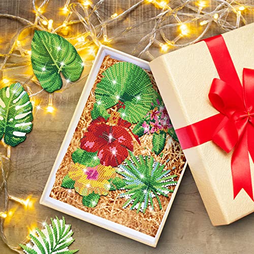 8 Pcs Diamond Art Coasters Green Leaves Diamond Painting Coasters Kits With Holder Floral Diy Diamond Art Coasters Diamond Painting Kits For Beginners, Adults, Kids, Diamond Art Crafts Supplies #TOP4