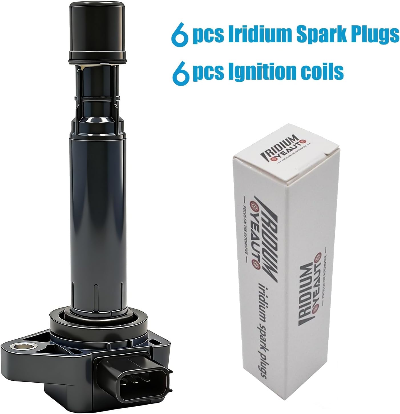 UF400 Ignition Coil Pack 12582000 and Iridium Spark Plugs Set Of 6 Fit For Honda Pilot 2003-2008,Accord 2004-2007,Ridgeline 2006-2008&Ridgeline MDX 2001-2009&Saturn 2004-2007 3.0L 3.5L 3.7L V6