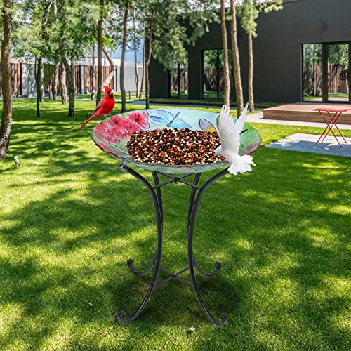 MUMTOP Banhos de pássaros para pássaros ao ar livre – Tigela de banho grande com libélula com suport