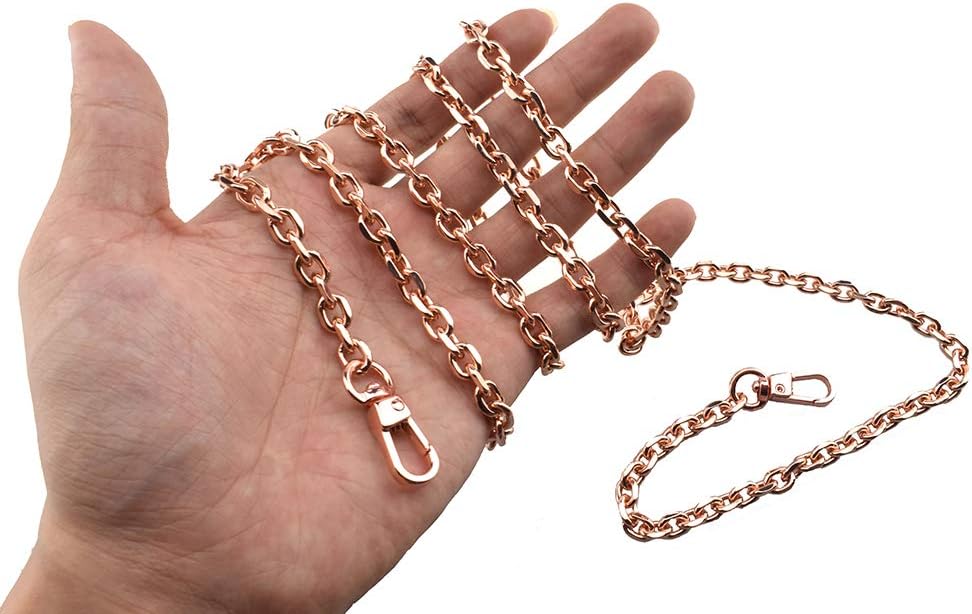 - HAHIYO Mini Pochette Purse Chain Strap Thin Wide 6mm for LV Length 47.2 inches Thick 2mm Rose Gold for Shoulder Cross Body Sling Handbag Wallet Clutch Comfortable Flat Metal Strap 1 Pack