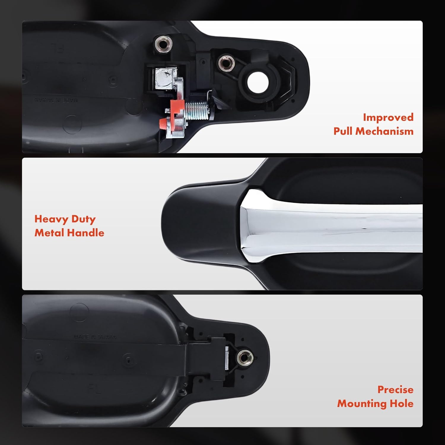 A-Premium Front Left Driver Side Upgraded Metal Exterior Door Handle with Keyhole Compatible with Chevrolet Colorado 2004-2012 & GMC Canyon 2004-2012, Black Housing with Chrome Lever