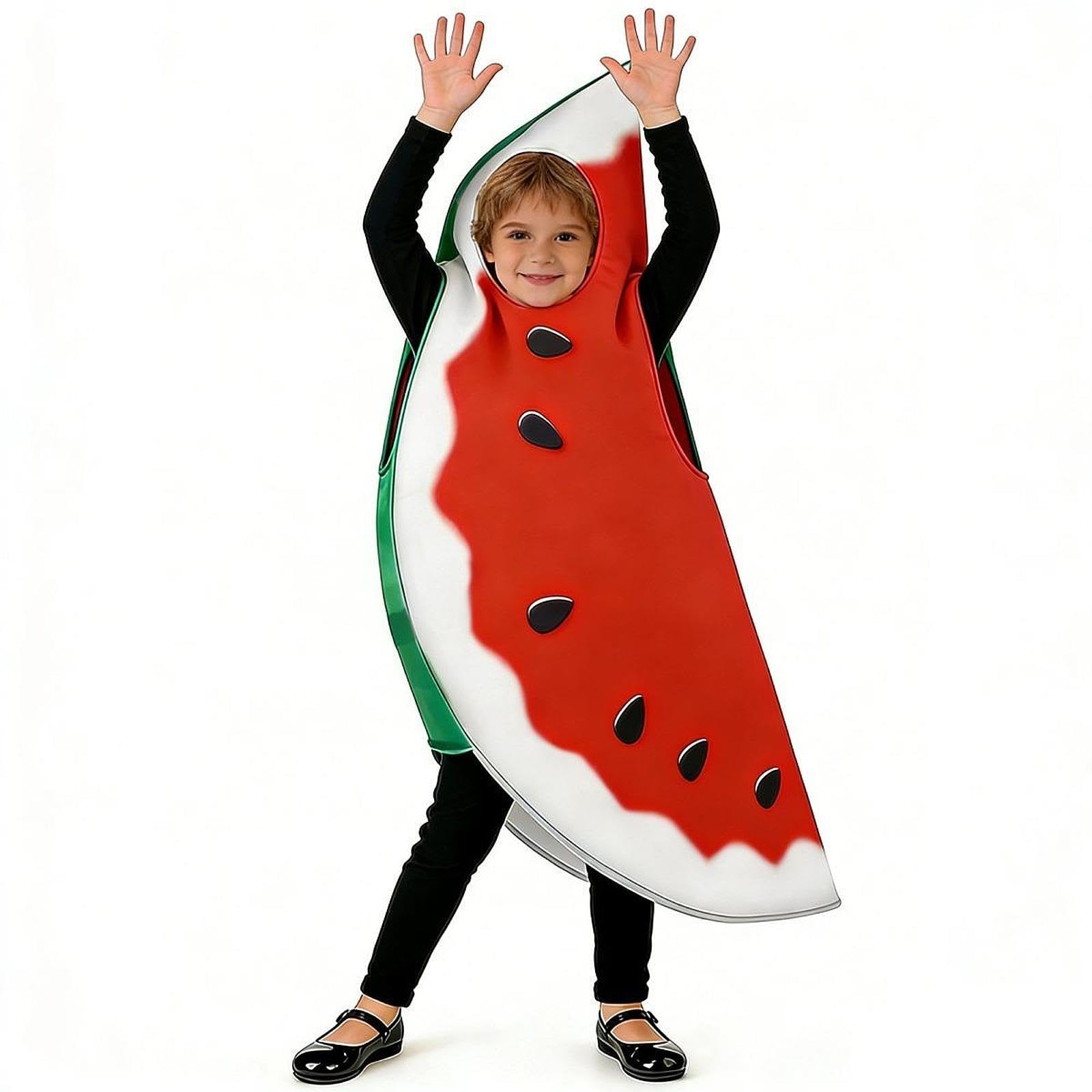 2 Stück Wassermelonen Kostüm Kind Faschingsoutfit Fruchtverkleidung Party Verkleidungsset mit Weicher Polsterung Aus Pflegeleichtem Polyester für, M