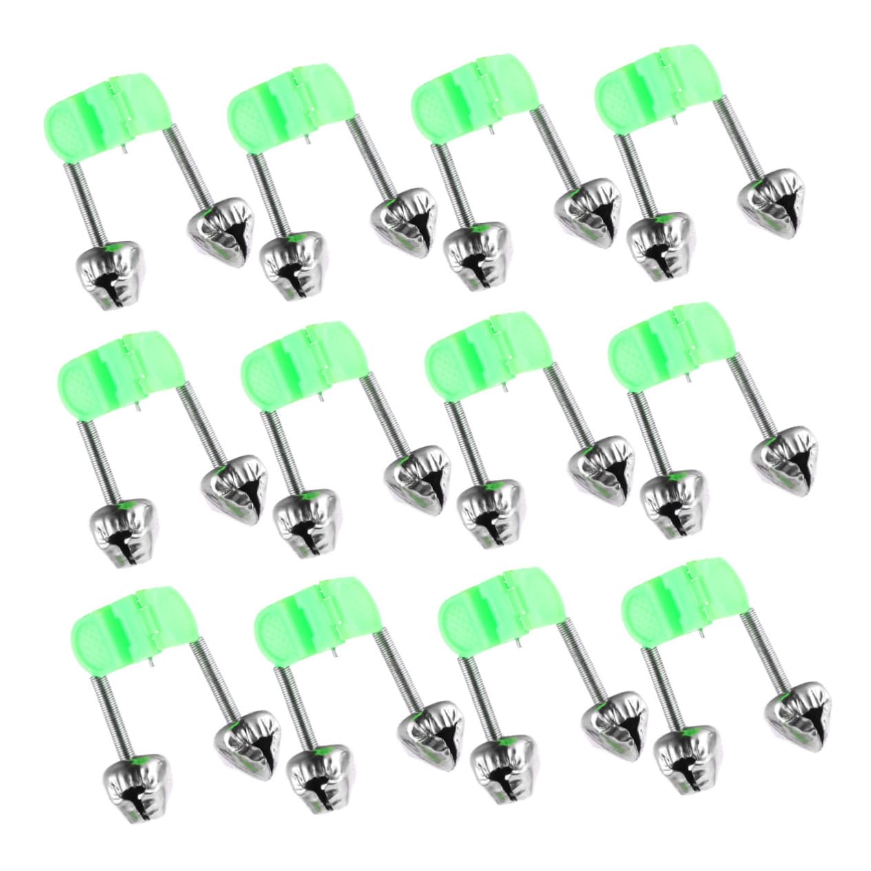Mikikit 100 Pcs Fishing Bell Alarm Bite Alarms Fishing Rod Bells Fishing Feeder Rattle Fishing Alarms Fishing Pole Bell for Fishing Pole Alarm Fishing Alert Bell Plastic Green