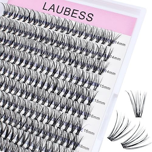 Image of Eyelash Clusters LAUBESS Lash Clusters Individual Lashes Cluster Eyelash Extensions DIY at Home Waterproof Cluster Lashes (20D-0.07D-14-18)