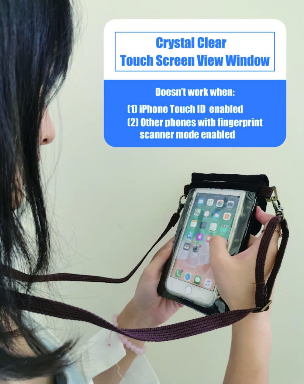 Tainada Crossbody Travel Phone Bag for Women, Small Shoulder Smartphone Touchscreen Wallet Purse Clutch Pouch w/Detachable Strap for iPhone 16/15 Pro Max; Samsung S24+, A54(Hippo Pattern Black) - Image 5