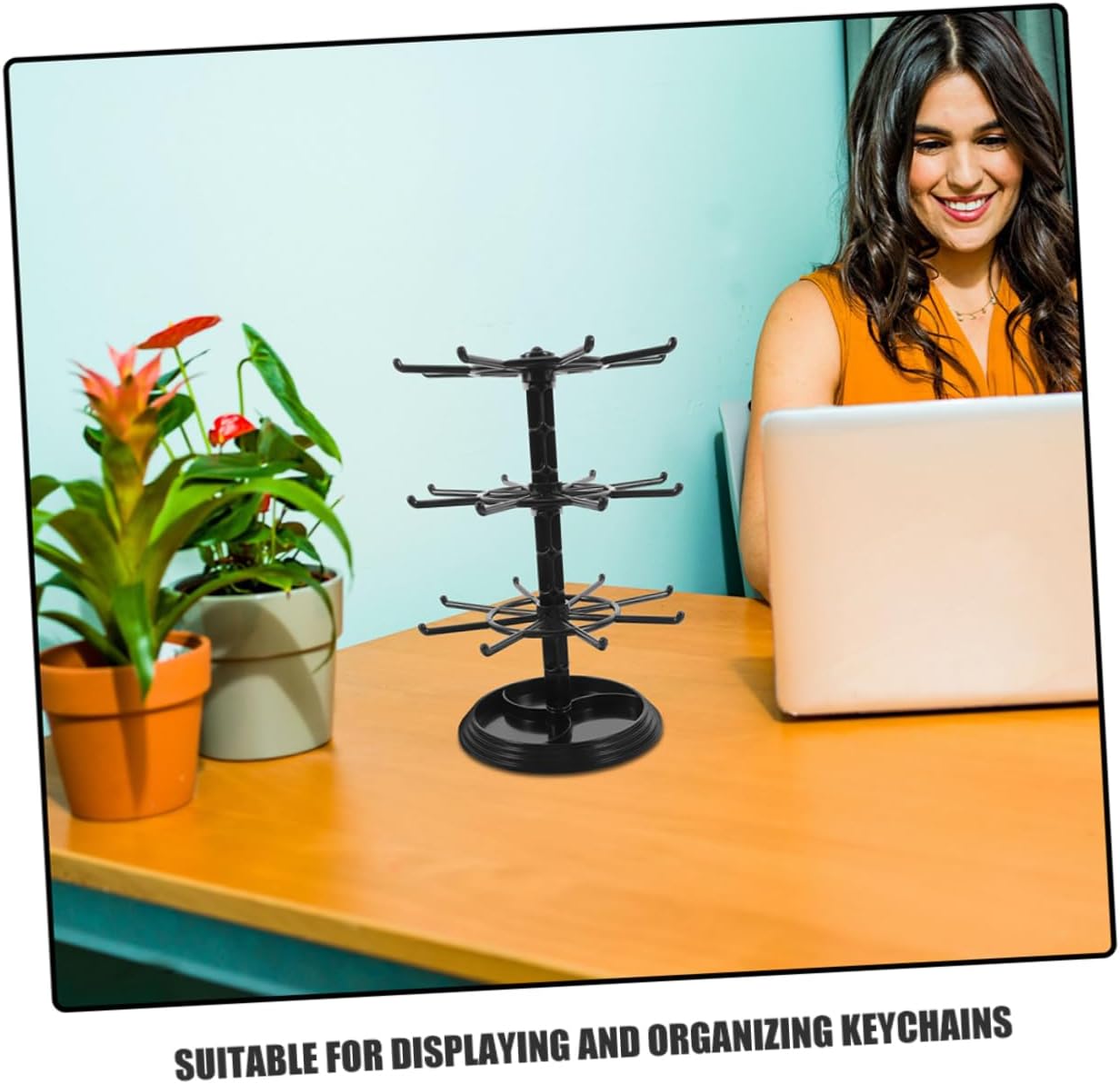 2pcs Multi-function Jewelry Stand Rotating Keychain Display Necklace Storage Rack Accessory Organizer Decorative Display Stand