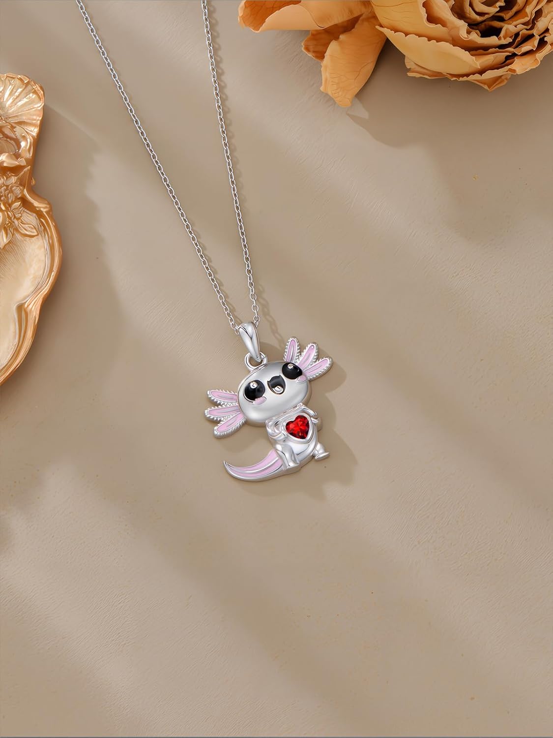 Dorunmo Axolotl Necklace 925 Sterling Silver Axolotl Birthstone Pendant Cute Animal Axolotl Jewelry Gifts for Women - Image 3