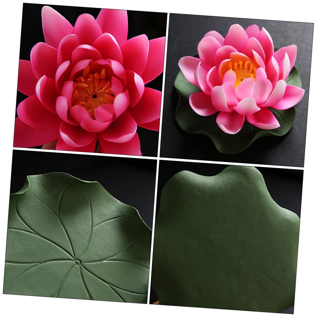 Rosa Quemador de Loto Flor de Incienso de Cerámica para Meditación