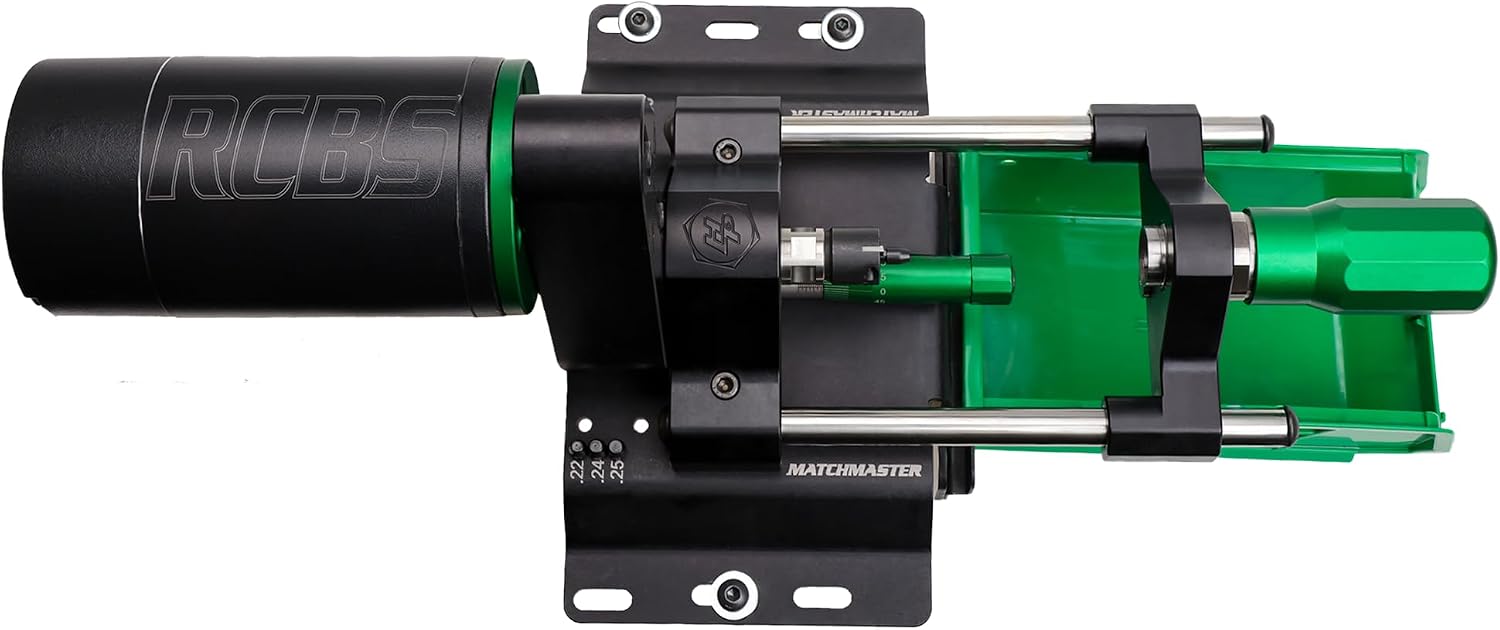 RCBS MatchMaster Precision Case Trimmer, Competition Grade Brass Trimming Tool with Micrometer Adjustment, 3-Way Carbide Cutter, Trims, Chamfers, and Deburrs in One Pass