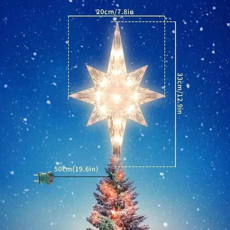 Christmas Tree Topper,Bethlehem Star Tree Topper Warm Lights, Bethlehem Star Christmas Tree Decoration for Christmas Holiday Home Fit for General Size Xmas Tree, 12.9inch - Image 7