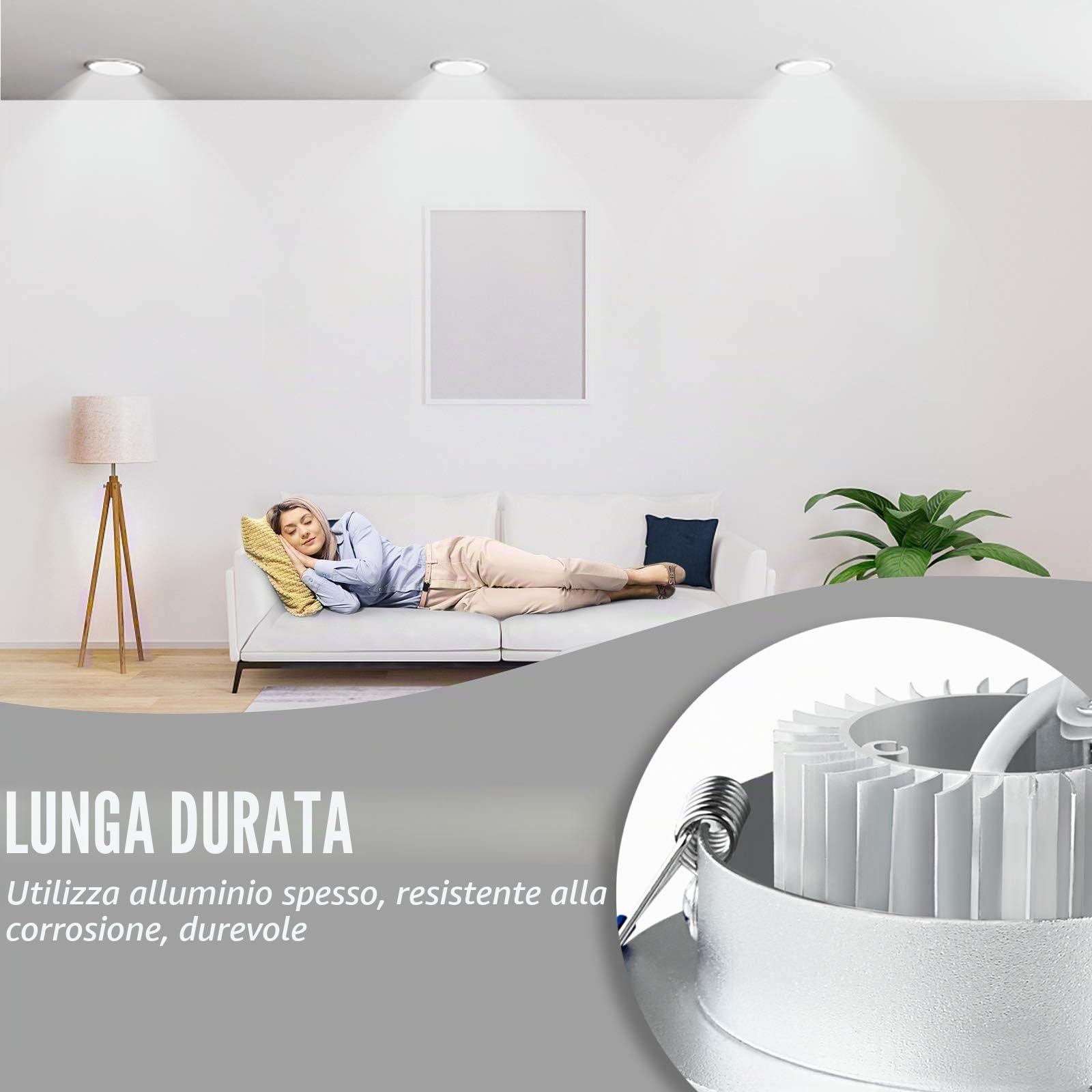 LARS360 Set di 20 faretti LED da soffitto da 3 W, in alluminio, per bagno, cucina, soggiorno e camera, bianco freddo