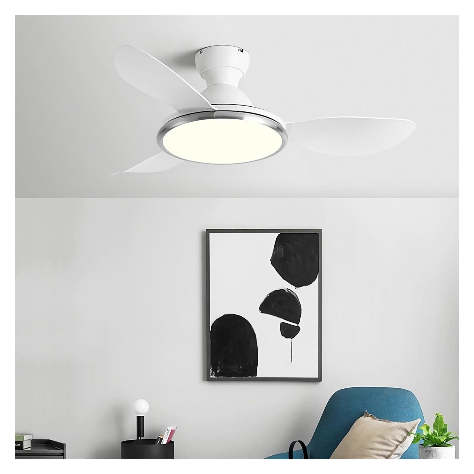 Ceiling Fan With Light And Remote, LED Dimmable Fan Ceiling Lamp, 6 Speed