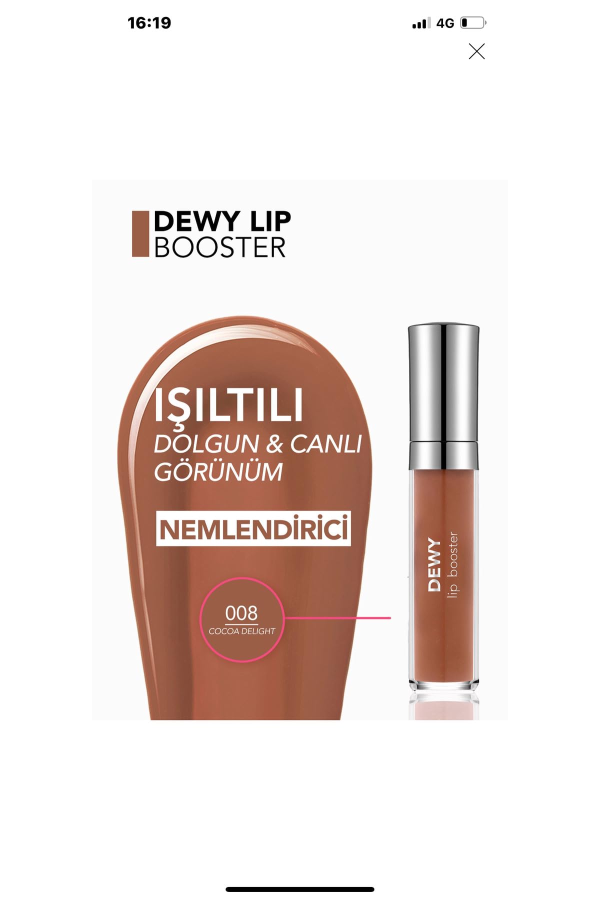 Flormar Dewy Lip Booster Dolgunlaştırıcı Etkili Yarı Transparan Dudak Parlatıcısı - 008 COCOA DELIGHT