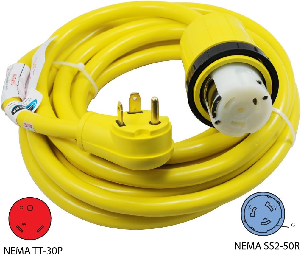 Conntek 14435 RV Power Cord, RV 30-Amp to 50 Amp Locking (25 Feet) : Sports & Outdoors