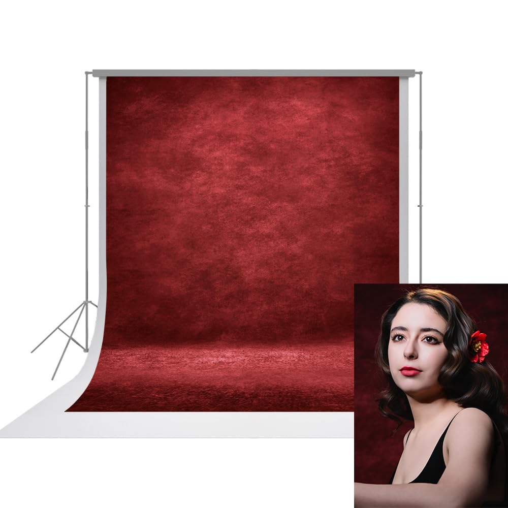 UrcTepics 8x12ft Red Abstract Photography Backdrop for Studio Portraits, Headshots - Textured Professional Background Cloth