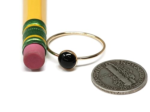 Miniatura 3 de Salish Sea Inspirations 6mm Black Onyx 14K Gold Filled Skinny Ring Sizes 5-8