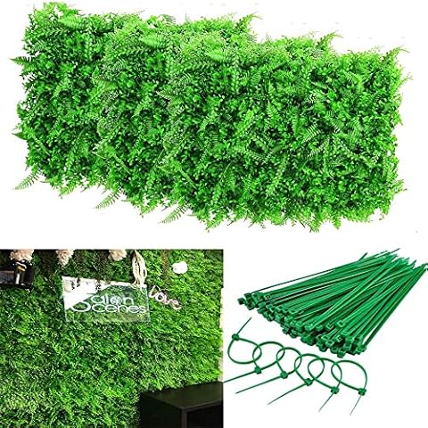 Artificial Fern Wall Panel Artificial Hedge Grass Wall 12PCS 24x16 Faux Greenery Backdrop Wall Grass Decor Faux Greenery Wall Privacy Hedge for Indoor Outdoor Wedding Backyard Fence Decoration Cover