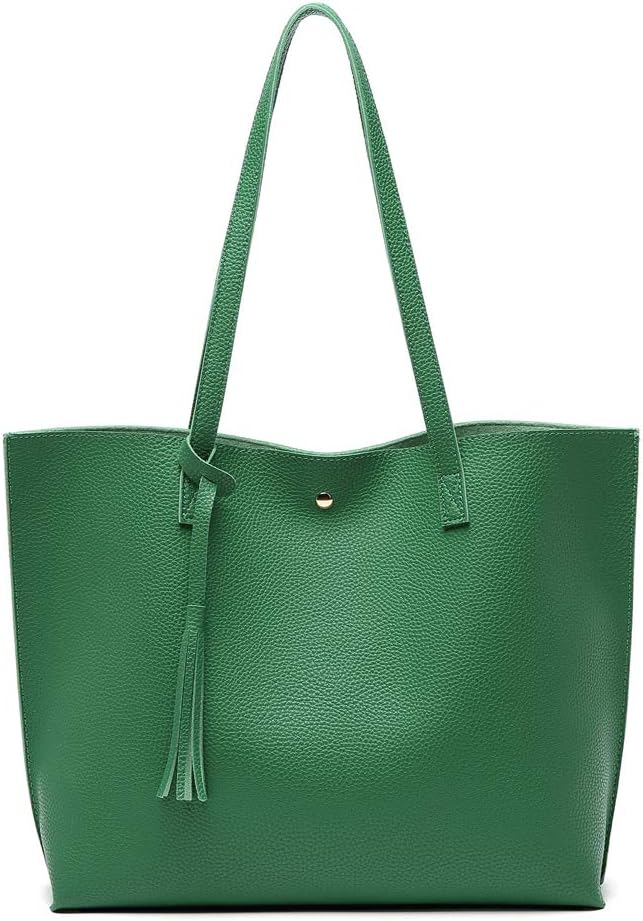 Dreubea Women's Soft Faux Leather Tote Shoulder Bag from, Big Capacity Tassel Handbag