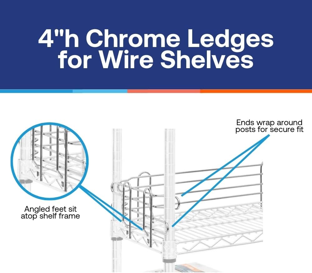 Shelving Inc. 24" w Ledge for Wire Shelving, 4 Count
