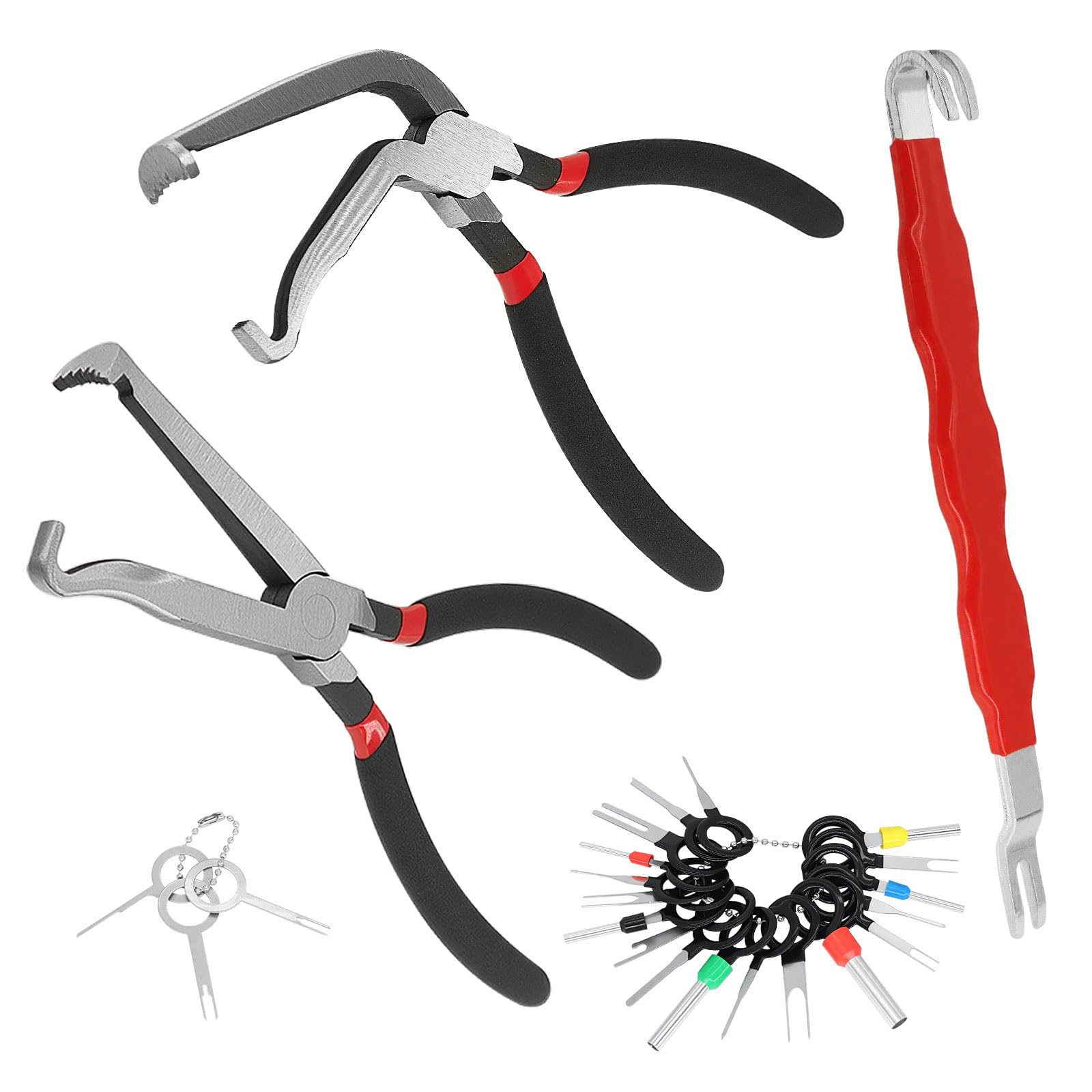 LitKiwi 3PCS Electrical Disconnect Pliers Separator,with 41Pcs Electrical Connector Pin Extractor Removal Tool Set,Locking Push Tab Pliers for Car Electrical Wiring Automotive Car Devices