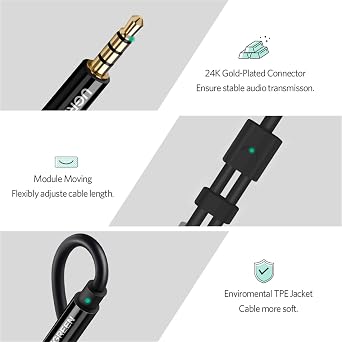 Ugreen Mikrofon ve Kulaklık Ayırıcı 3.5 mm Y Kablo Siyah