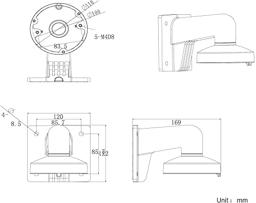 Miniatura 5 de DS-1272ZJ-110 PC110 LTB342-110 - Accesorio para cámara de seguridad en forma de L, montaje en pared, soporte exterior para CCTV de lente fija HIK