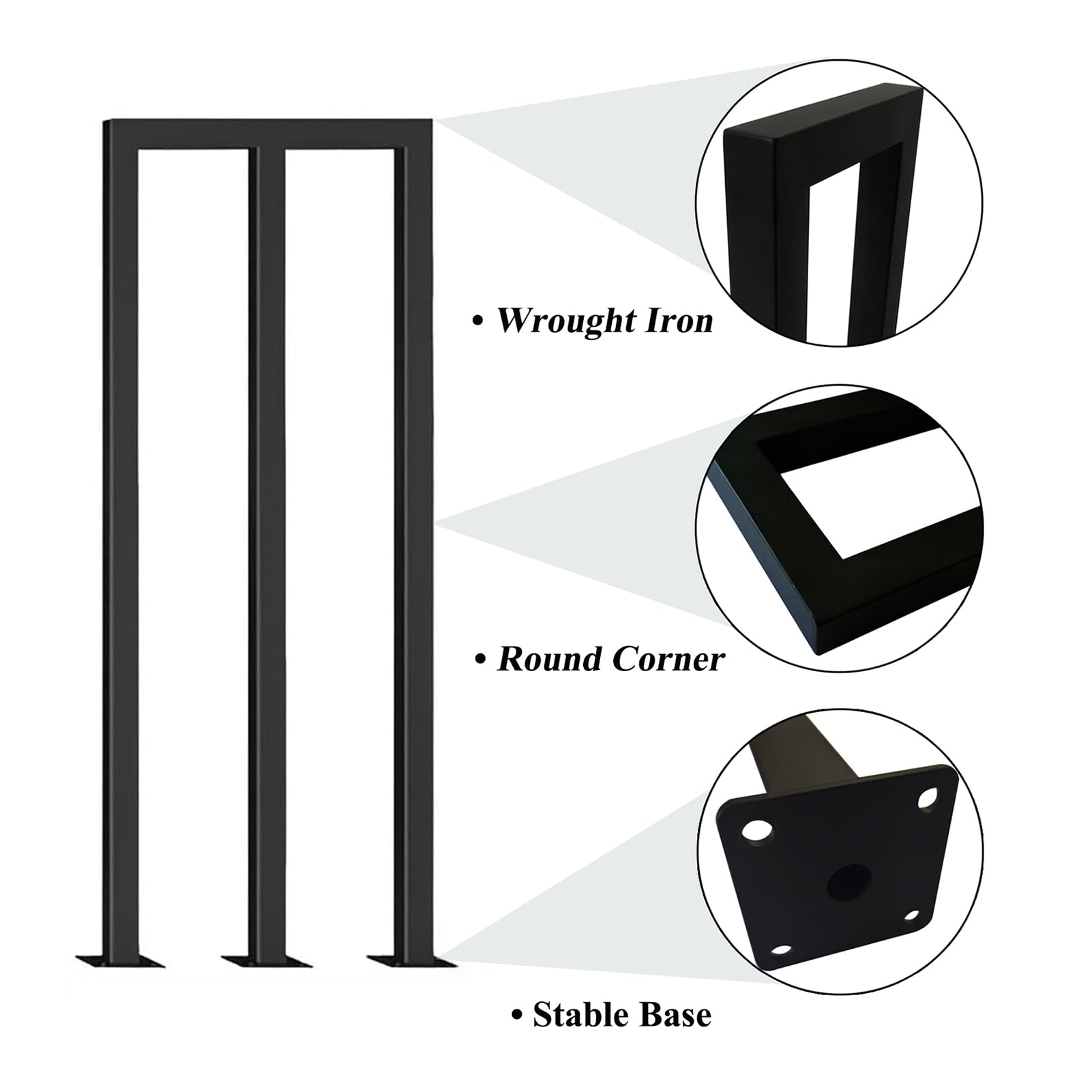 SCGSJZH Geländer Treppen Schwarz, U/M Förmiger Bodenmontierter Handlauf, Modernes Schmiedeeisernes Brüstungsgeländer, Garten /Korridor /Loft /Innentreppengeländer (85cm, U Typ