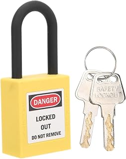 Safety Padlock, 38mm Lockout Lock Nylon Industrial Engineering Insulation Security Dustproof Device Safety Padlocks Set Lockout Tagout Kit with 2 Keys for Construction Site