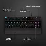 Clavier de jeu Logitech G213 Prodigy - Clavier RGB rétroéclairé filaire avec touches Mech-Dome, repose-poignet, pieds réglables, commandes multimédias, USB, compatible avec Windows – Noir