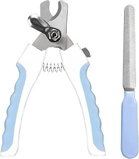 SunGrow Dog Nail Clipper & File Set - Sharp Stainless Steel Blades, Safety Guard, Non-Slip Grip for Medium/Large Dogs