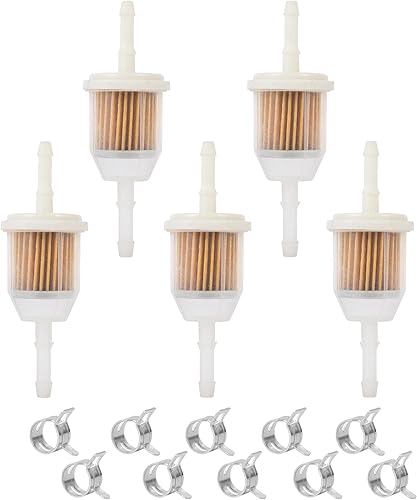 Paquete de 5 filtros de combustible para tractor de césped para línea de combustible de 1/4 pulgadas y 5/16 pulgadas, repuesto OEM 25 050 08-S, 25