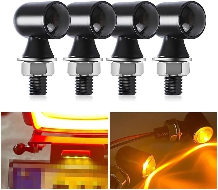 オートバイ用ターンライト 12V 8mm LED ターンS インジケーターライト カフェレーサー用 ブレーキライト(4 Pcs)