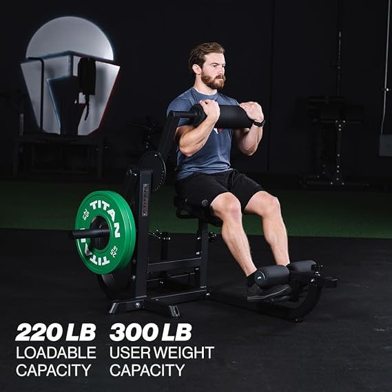 Titan Fitness Seated Ab/Back Extension Machine, Upper Body Abdominal Lower Back Machine, 220 LB Plate-Loaded Capacity, Core and Strength Training Workouts, Home Gym Machine
