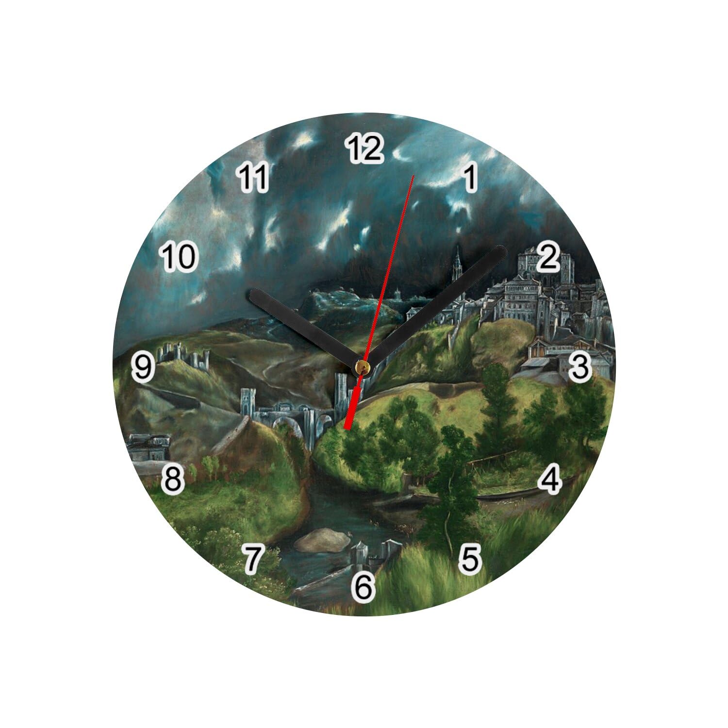 Horloge Murale en Verre Le Greco Peinture Beaux Arts Objet de Collection