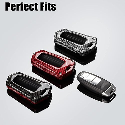 Miniatura 7 de SANRILY Funda de fibra de carbono premium para llavero Audi Q7 2021 2020 Q8 E-Tron A8 A6 A7 protección completa sin llave con llavero de cuerda