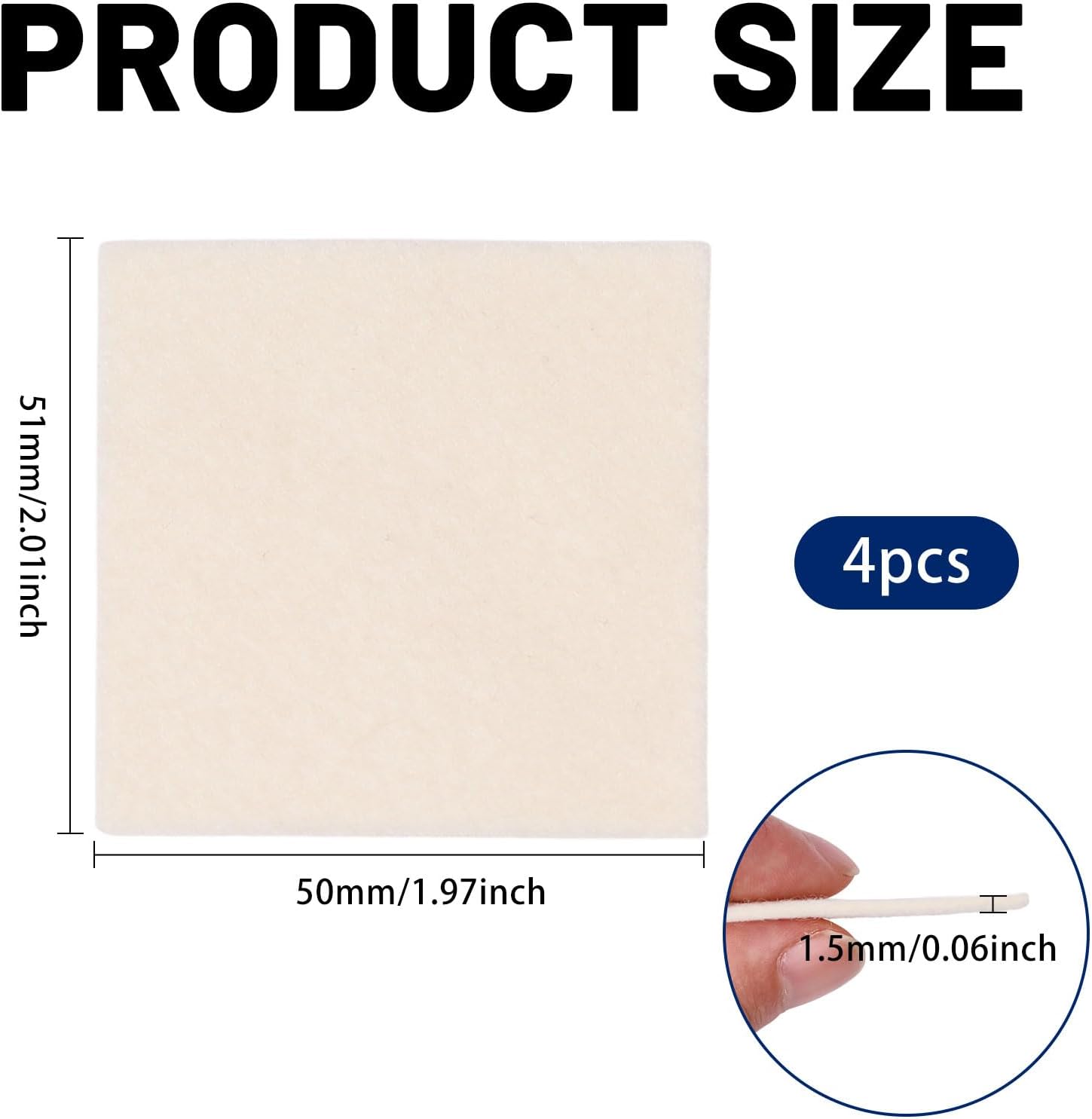 CONCHLERY 4 Pcs Wool Cloths for Buffing 2"×2" Jewelry Polishing Cleaning Cloth Diamond Polishing Cloths for Diamond Jewelry Glass Metalworking, Beige