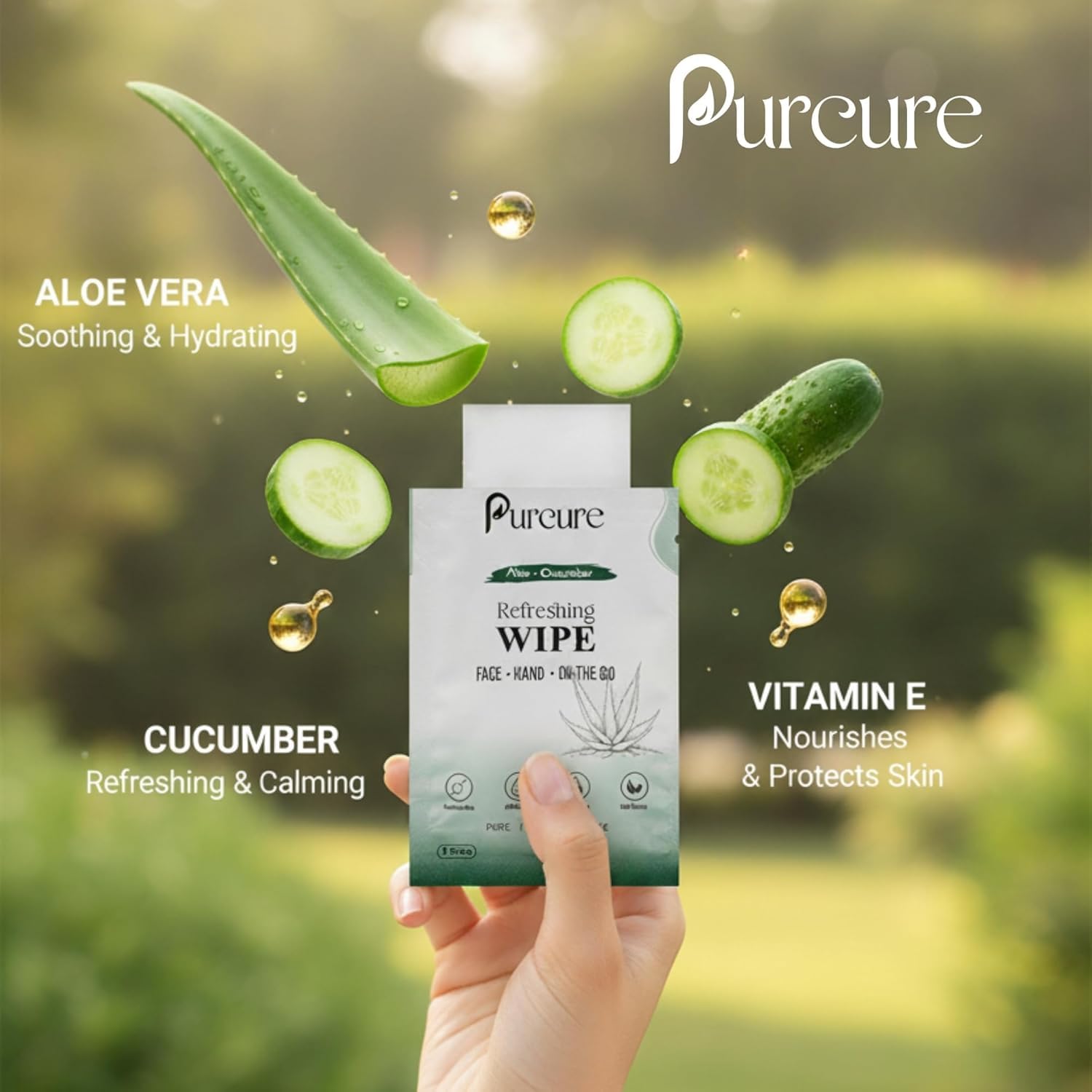Large Wet Wipes, Alcohol-Free Refreshing Wipes with Aloe Vera, Cucumber & Vitamin E, Hand Wipes & Cleansing Travel Pack (Unisex) | 50 Individually Wrapped Wipes