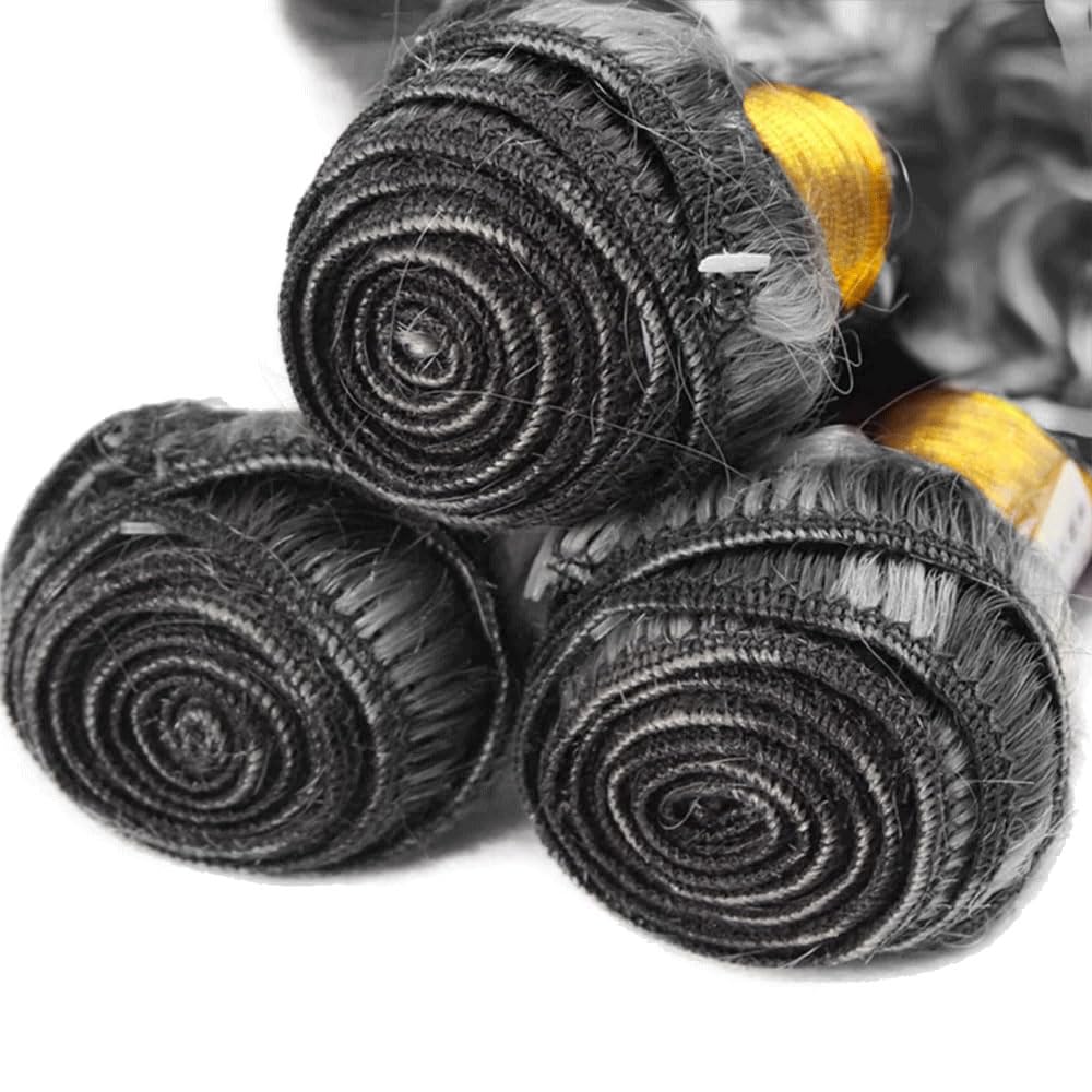 16 18 20 Inch P1Bgrey Bundle Ombre Silver water wave Human Hair Bundles Fridnae Hair Salt And Pepper wet and wavy Bundles Two Tone Grey And Black Bundle
