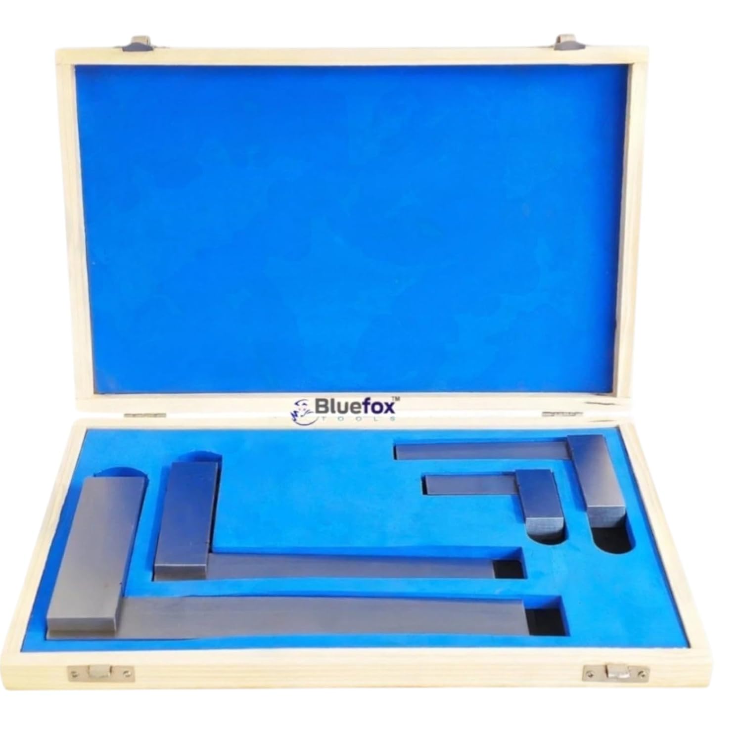 4PC Precision Engineer’s Steel Square Set (2”, 4”, 6”, 8”) – Hardened 90° Try Squares with Storage Box