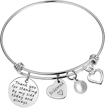 Dabihu Bridesmaid Gifts Adjustable Bracelet Thank You for Standing by My Side Bangle Wedding Gift for Best Friends Sister Thank You Gift Bridesmaids Gifts From Bride Bridesmaid Bracelets Jewelry