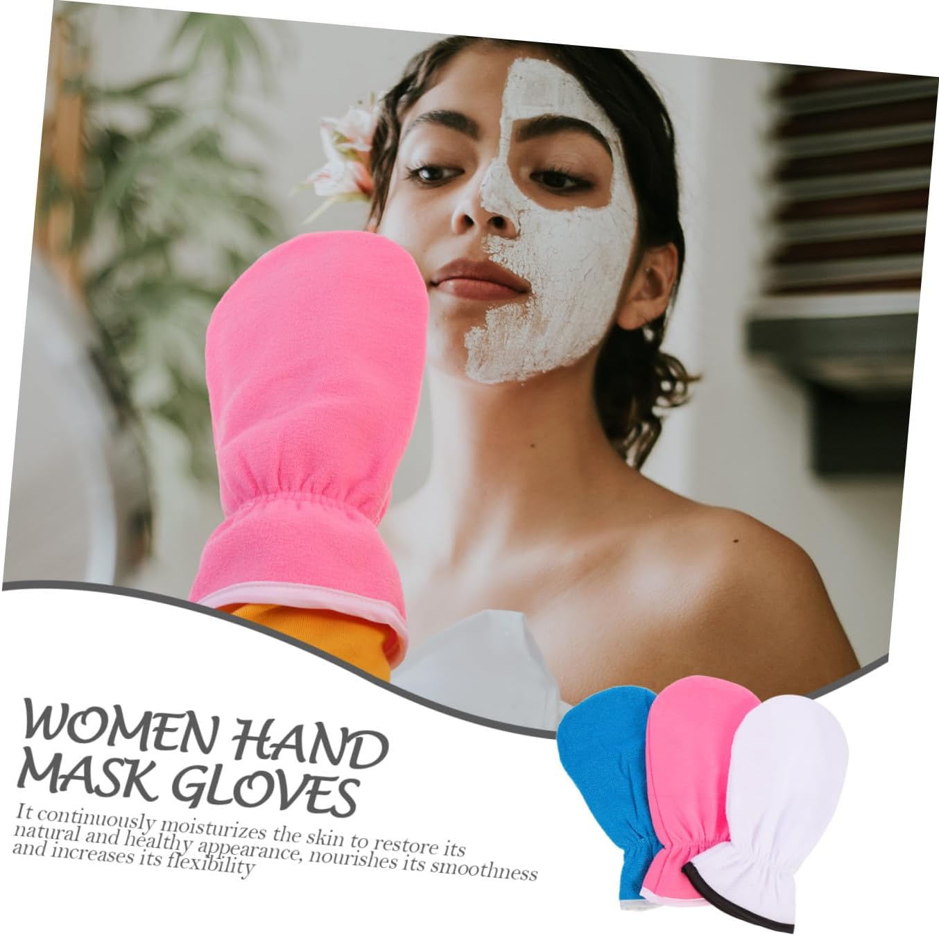 TEHAUX 3 Pairs Paraffin Wax Hand Spa Gloves Moisturizing Thermal Insulation Mittens for Women Hand Care Treatment at Home